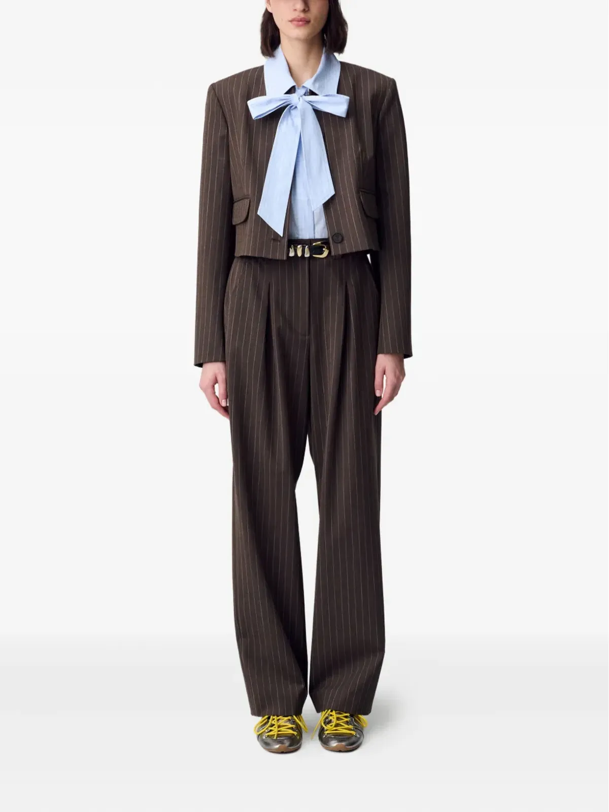 Claudie Pierlot ピンストライプ柄クロップドジャケット - 画像2