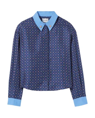 Claudie Pierlot シルクプリントシャツ - ブルー - サムネイル1