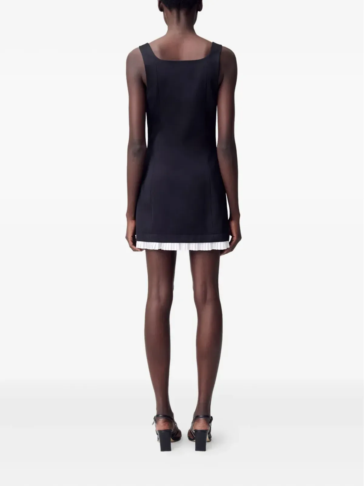Claudie Pierlot リボンディテール プリーツ ミニドレス ブラック - 画像4
