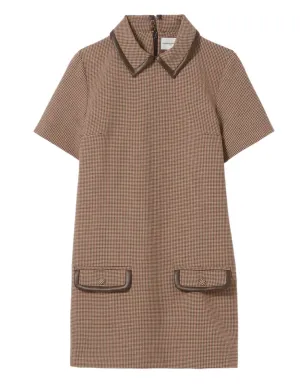 Claudie Pierlot 千鳥格子柄 レザートリム ドレス - サムネイル1