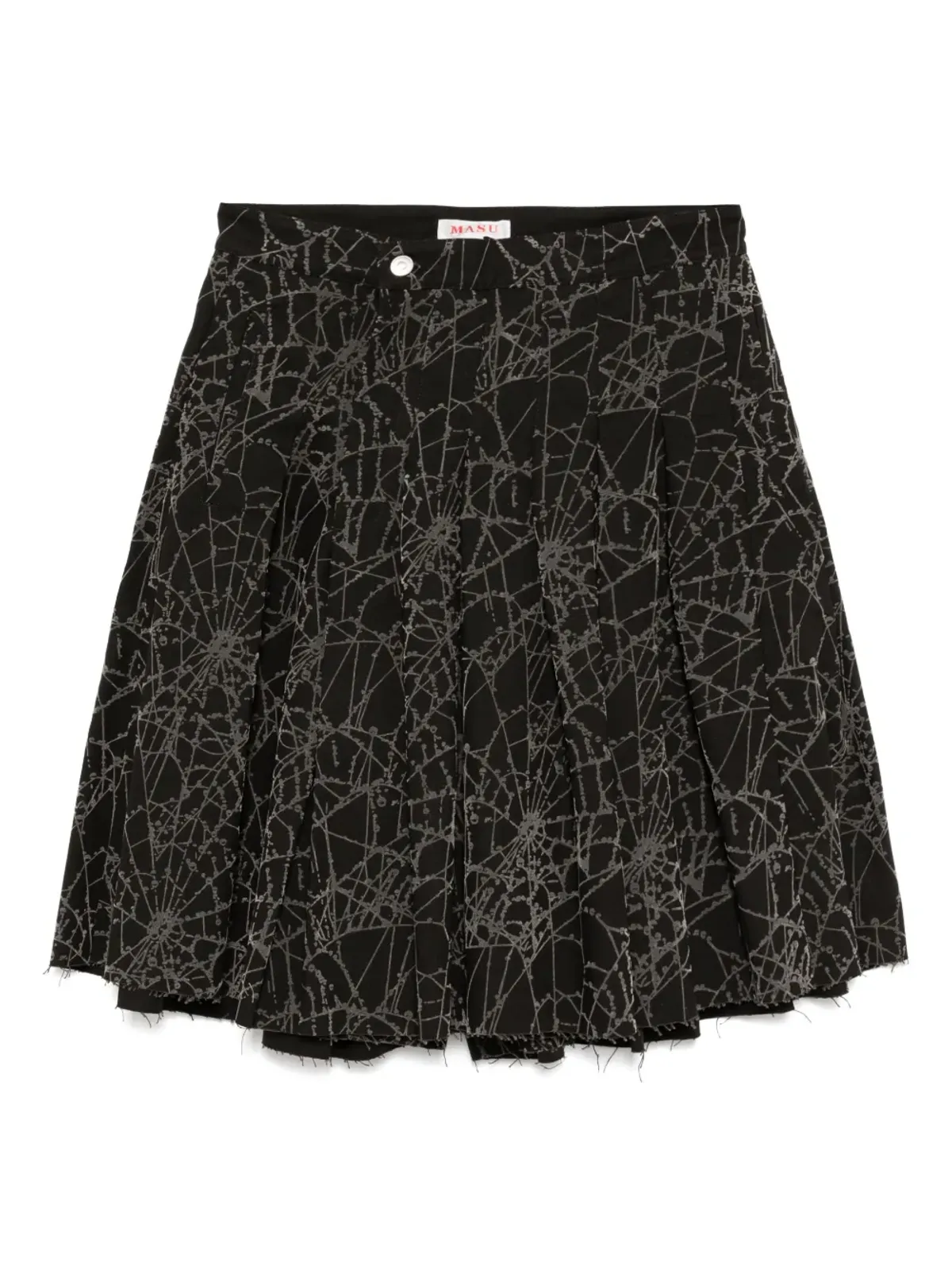 MASU flocky-web pleated shorts - Black - 画像1