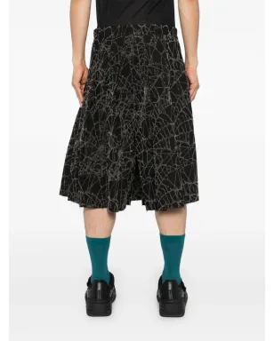 MASU flocky-web pleated shorts - Black - サムネイル4