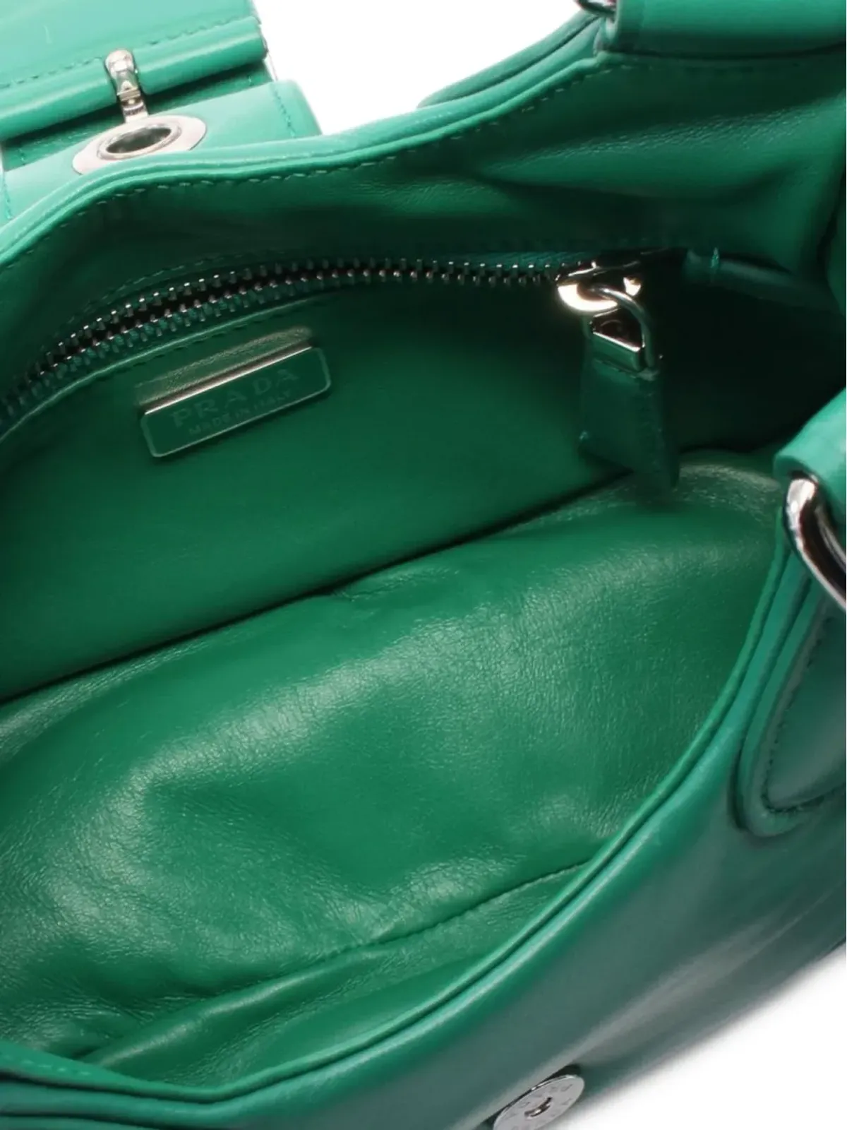 Prada ビンテージ パッド入りレザートップハンドルバッグ - グリーン - 画像5