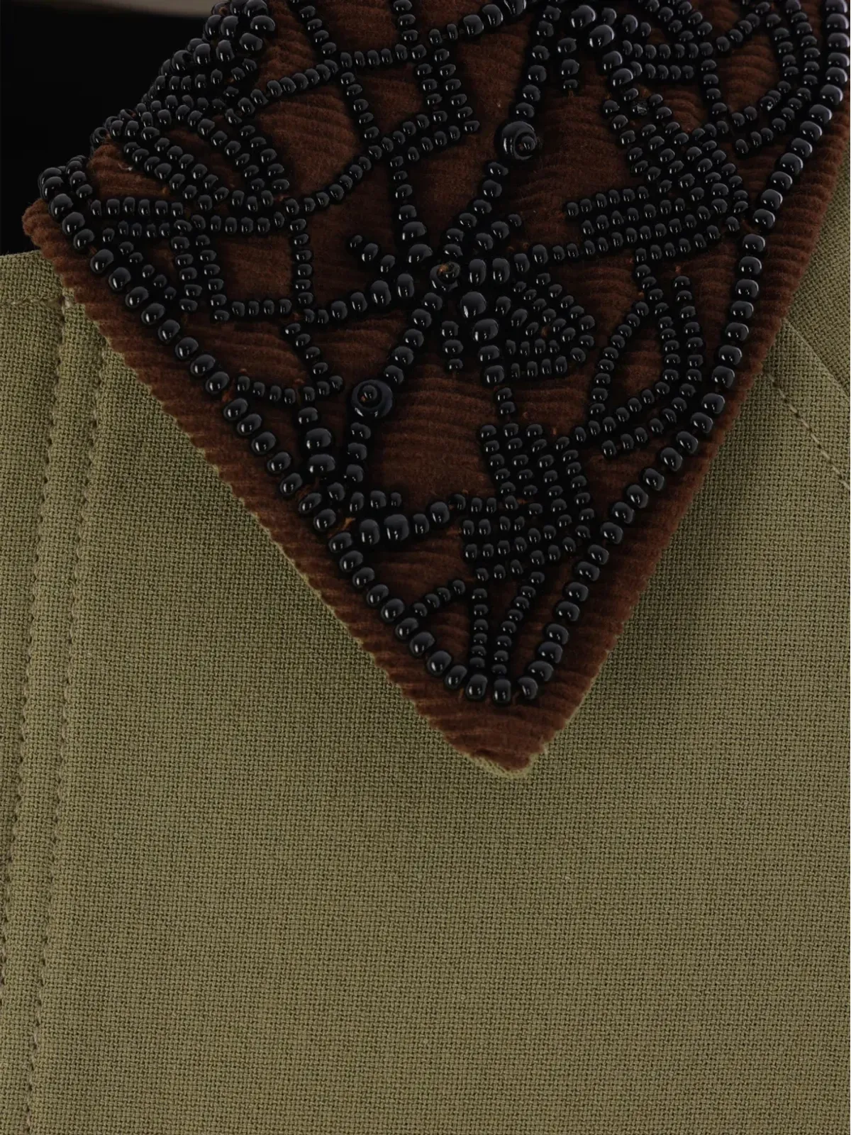 Namacheko 刺繍カラーのキャンバスジャケット グリーン - 画像4