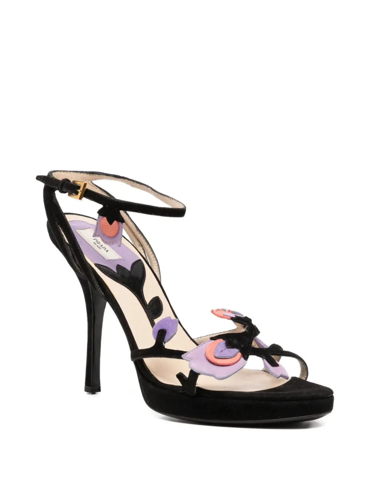 Prada ビンテージ 100mm チューリップストラップサンダル - ブラック - 画像2