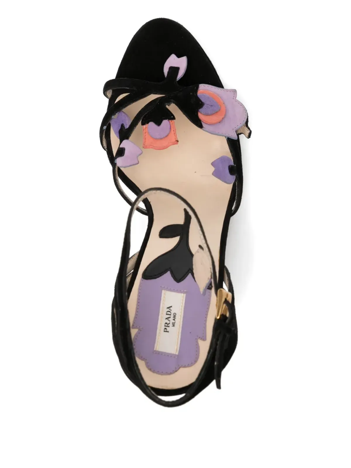 Prada ビンテージ 100mm チューリップストラップサンダル - ブラック - 画像4