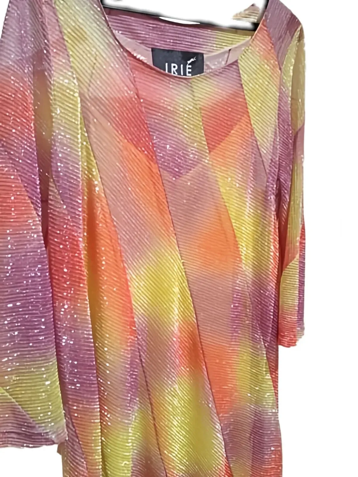 Irie' 斜め柄入りスパンコールドレス - イエロー - 画像4
