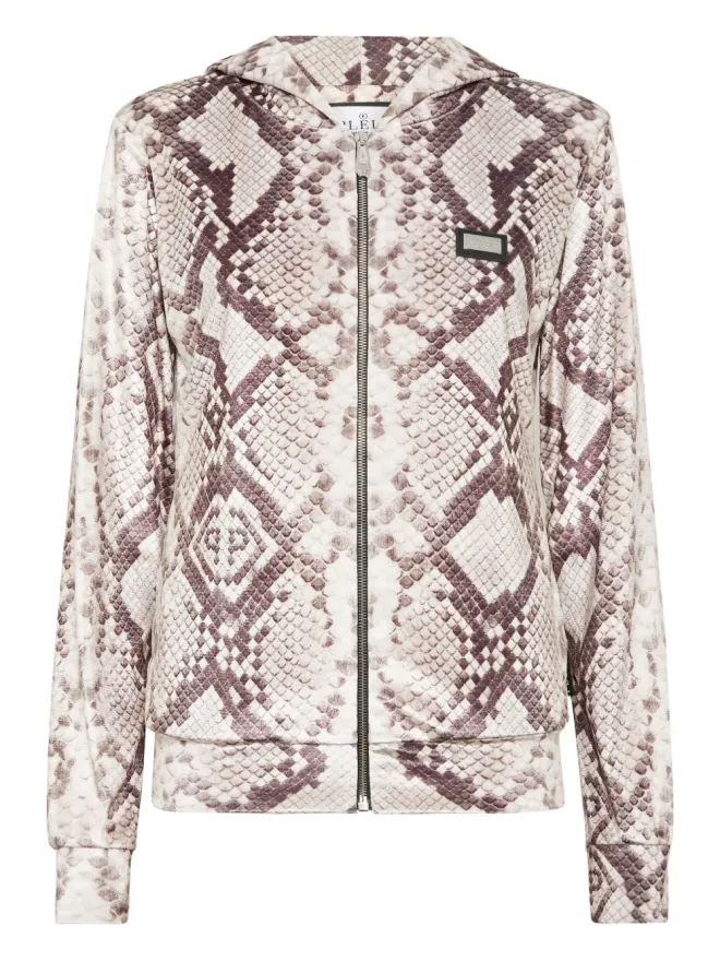 Philipp Plein Philipp Plein パイソンプリント ジップアップフーディの商品画像