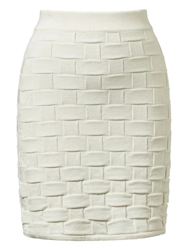 TOVE TOVE Ash knitted brick-pattern mini skirt - Whiteの商品画像