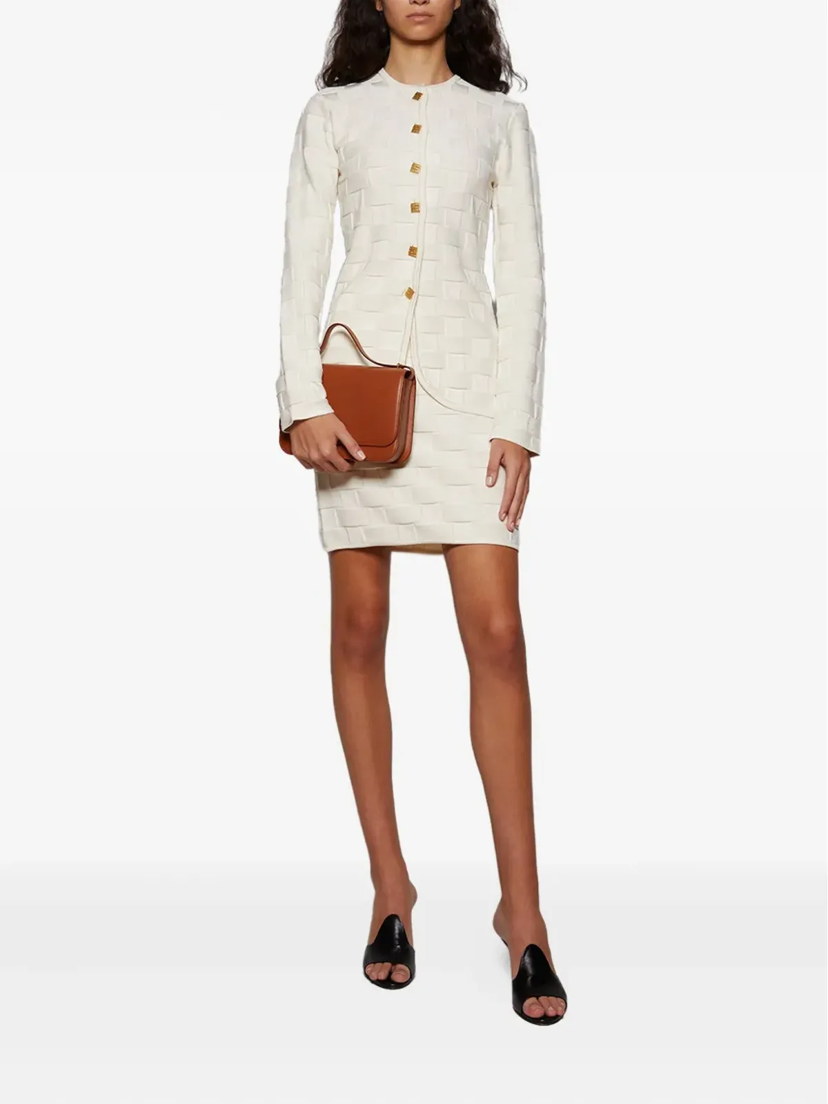 TOVE Ash knitted brick-pattern mini skirt - White - 画像2