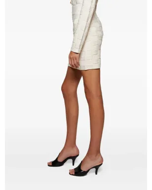 TOVE Ash knitted brick-pattern mini skirt - White - サムネイル3