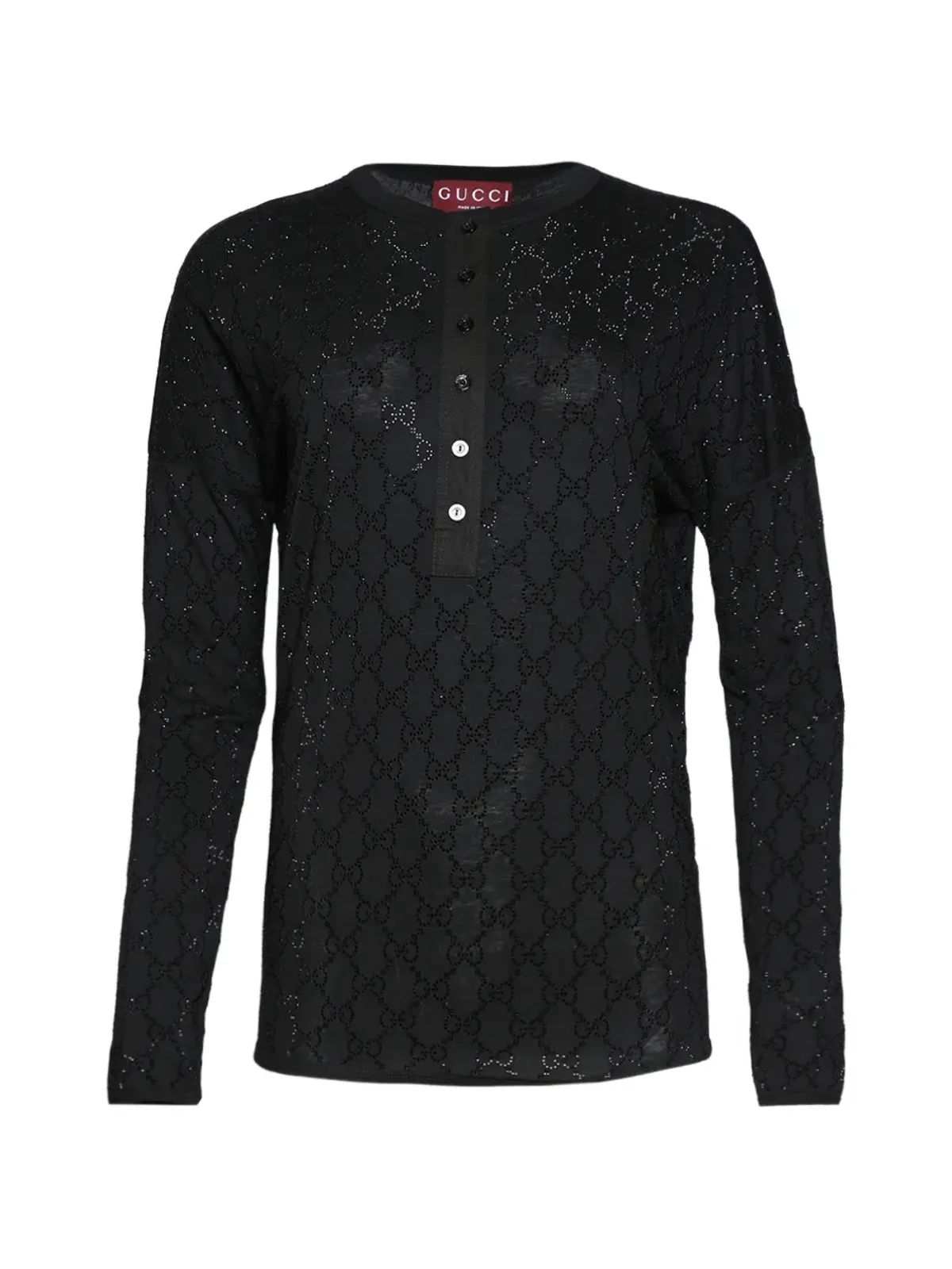 Gucci グッチ モノグラム ボタン留めTシャツ - ブラック - 画像1