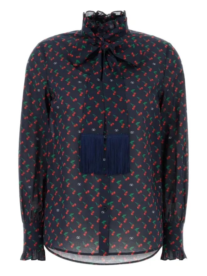 Valentino Garavani Valentino Garavani チェリープリント・フリルシャツの商品画像