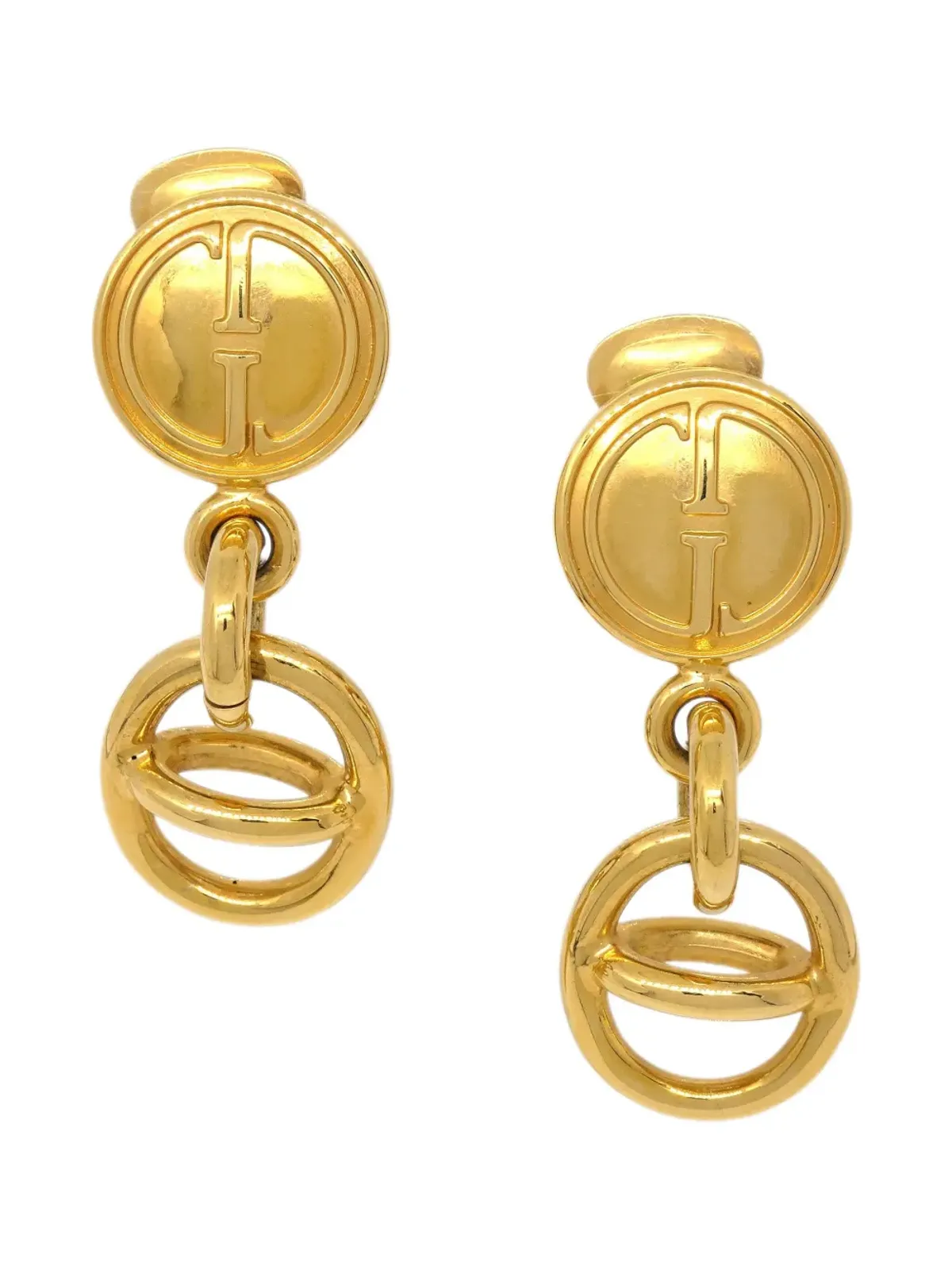 Gucci Pre-Owned 1992年 GGダングルクリップオンイヤリング - ゴールド - 画像1