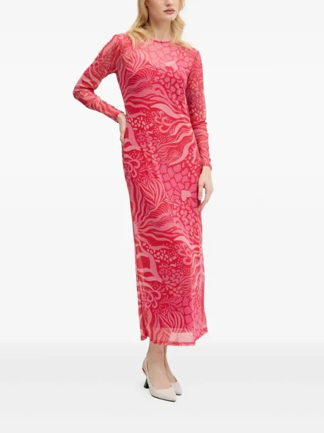 Never Fully Dressed NEVER FULLY DRESSED ピンクのアブストラクトプリント メッシュドレスの商品画像