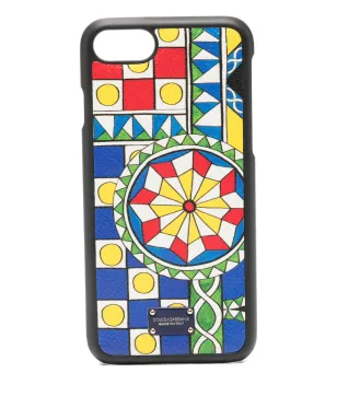 Dolce & Gabbana ジオメトリックプリント iPhoneケース - ブルー - サムネイル1