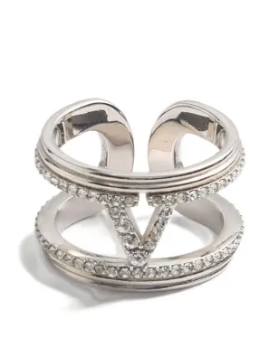 Valentino Garavani Ovalette メタルと Swarovski® クリスタル リング - Silver - サムネイル1