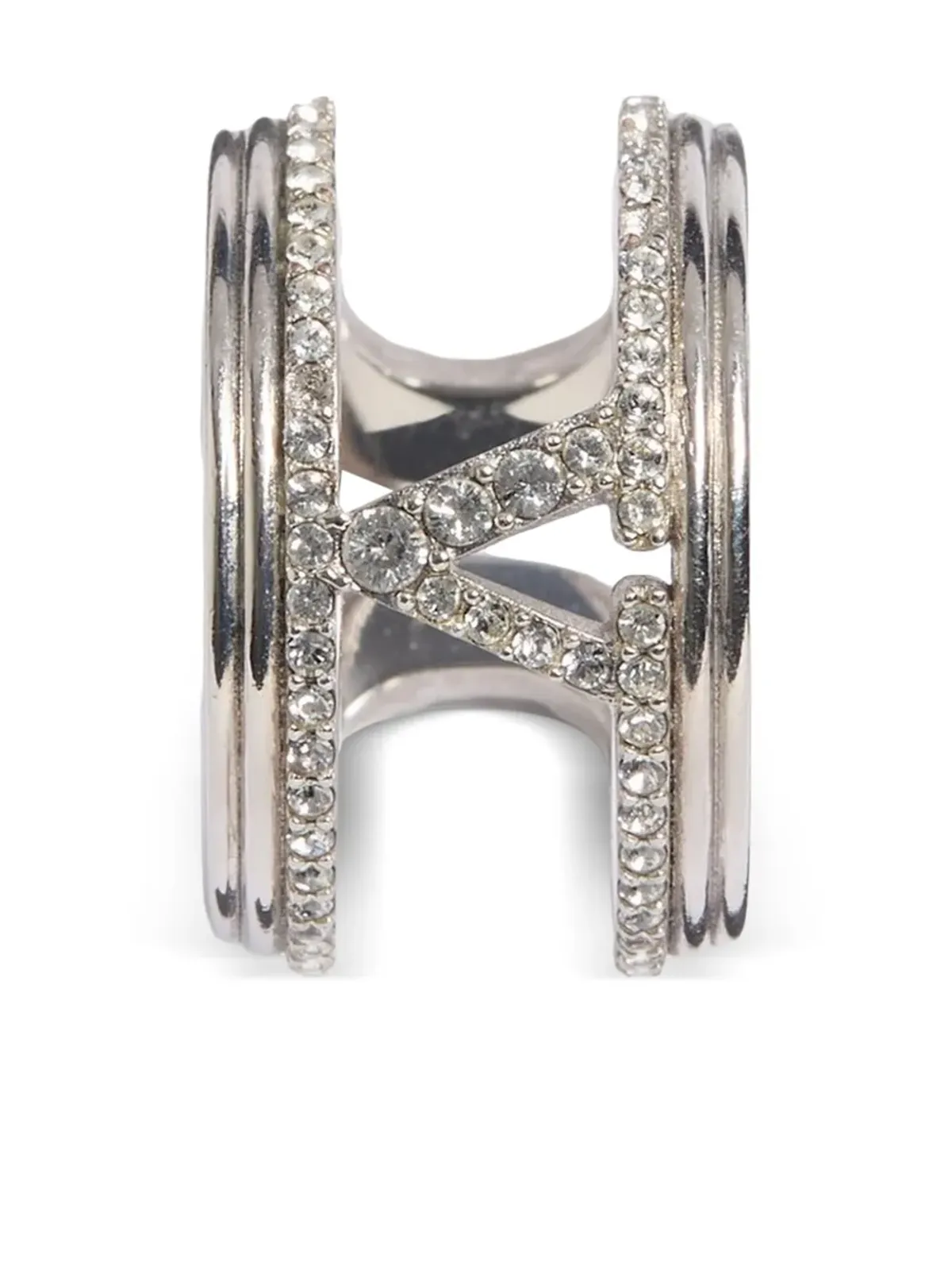 Valentino Garavani Ovalette メタルと Swarovski® クリスタル リング - Silver - 画像5