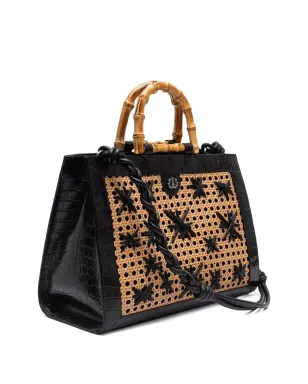 Isla ダイアナ バンブーハンドル トートバッグ - ブラック - サムネイル2