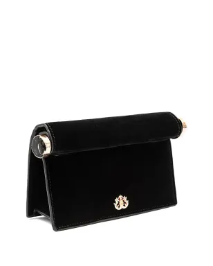 Isla Rollスエードクラッチバッグ ブラック - サムネイル3