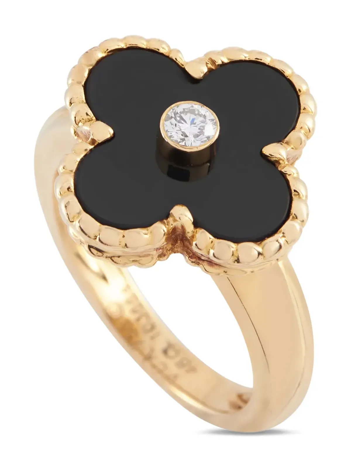 Van Cleef & Arpels Pre-Owned ビンテージ 18K イエローゴールド アルハンブラ ダイヤモンド リング - 画像1