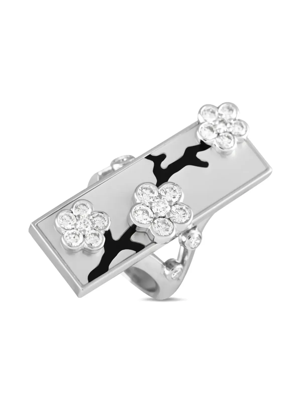 Van Cleef & Arpels Pre-Owned ミロワール・デ・オー ダイヤモンドとオニキスのリング - シルバー - 画像1
