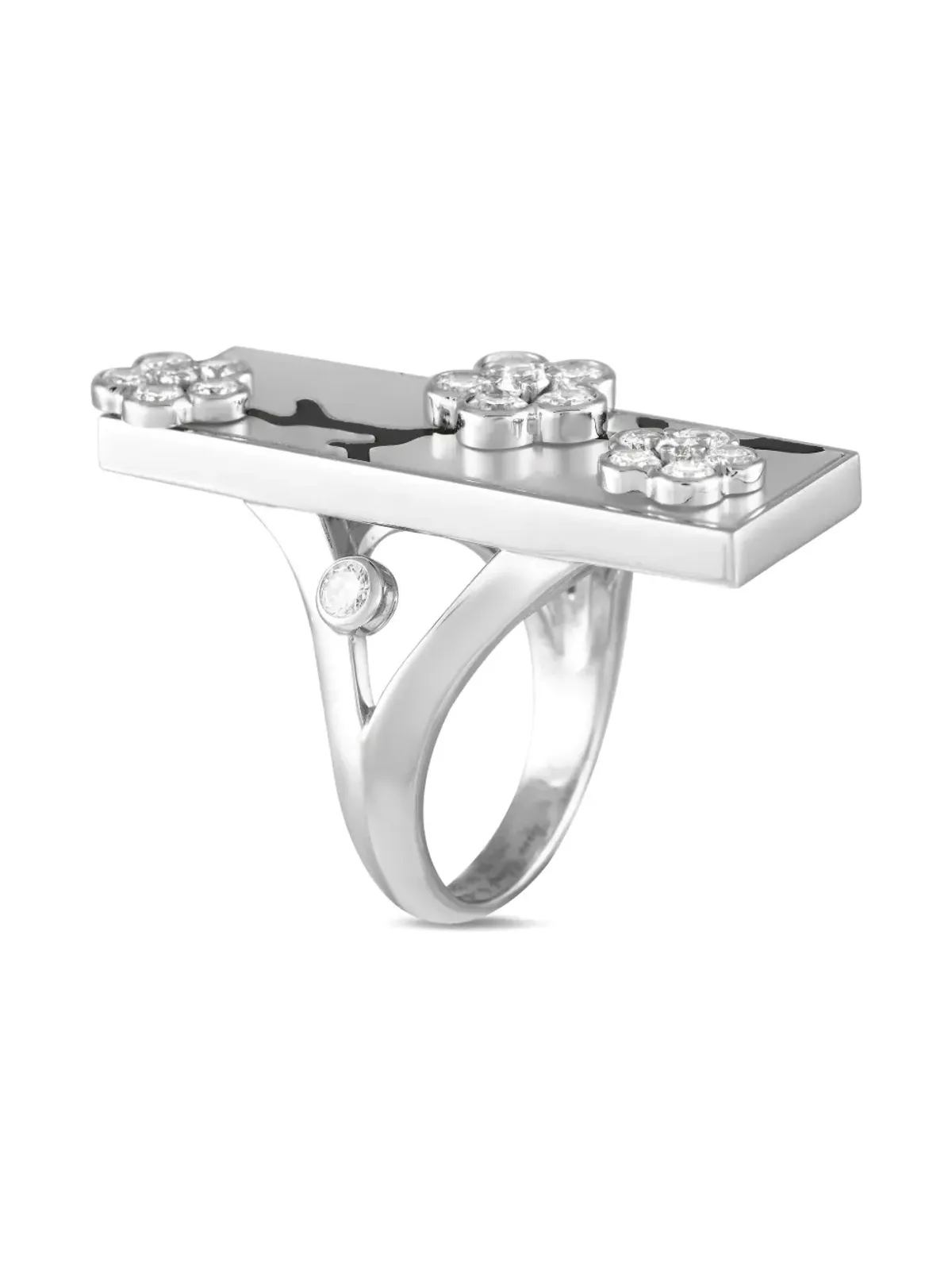 Van Cleef & Arpels Pre-Owned ミロワール・デ・オー ダイヤモンドとオニキスのリング - シルバー - 画像2