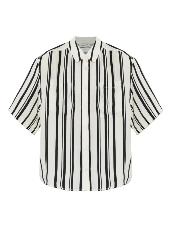 ANINE BING ANINE BING striped short-sleeve shirt - Neutralsの商品画像