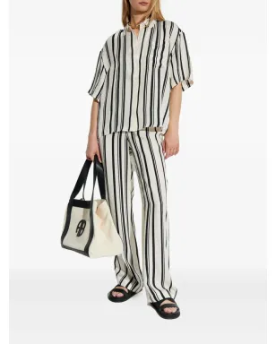 ANINE BING striped short-sleeve shirt - Neutrals - サムネイル2