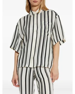 ANINE BING striped short-sleeve shirt - Neutrals - サムネイル3