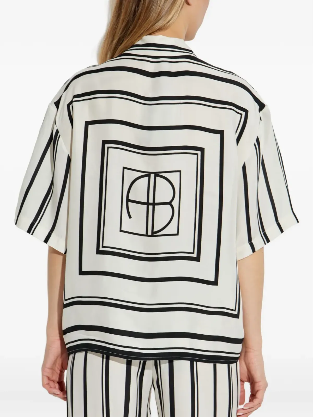 ANINE BING striped short-sleeve shirt - Neutrals - 画像4