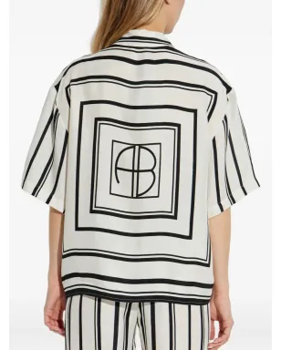 ANINE BING striped short-sleeve shirt - Neutrals - サムネイル4
