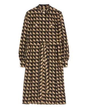 Valentino Garavani プチ・シャルルプリント クリペ・ド・シャン ミディドレス - ブラック - サムネイル1