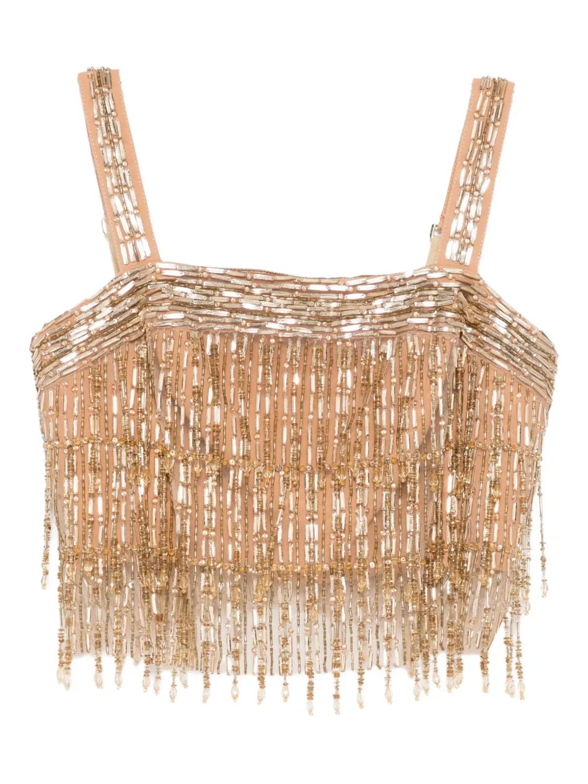Elisabetta Franchi スパンコール刺繍入りクレープトップ - ゴールド - 画像1