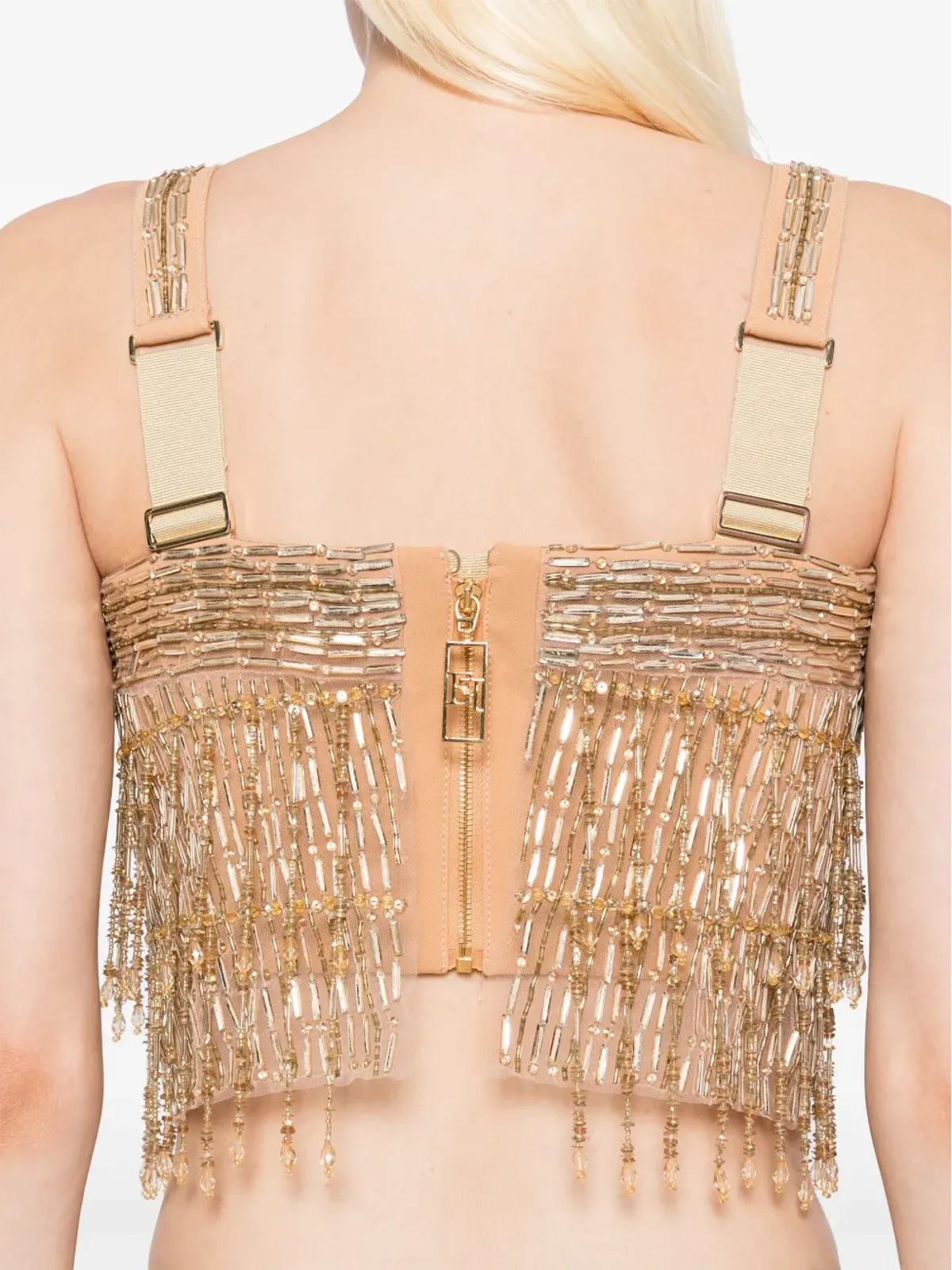 Elisabetta Franchi スパンコール刺繍入りクレープトップ - ゴールド - 画像5
