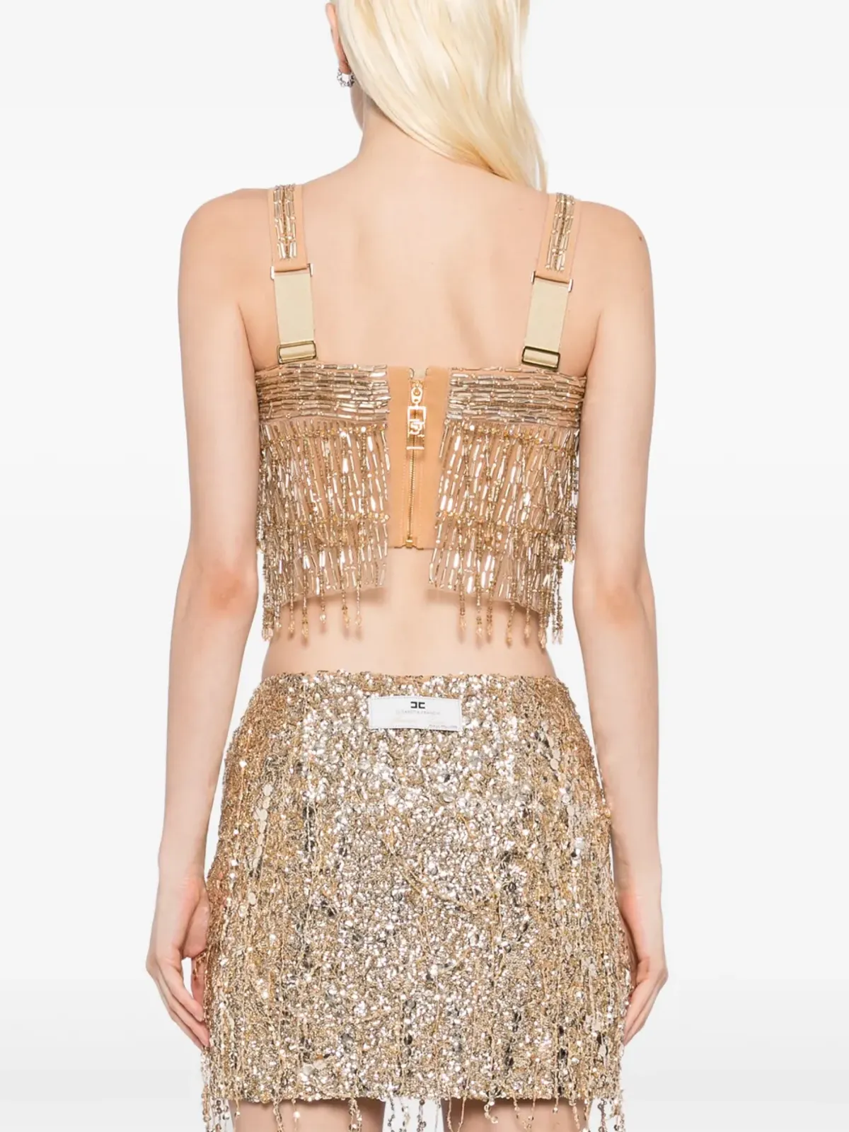 Elisabetta Franchi スパンコール刺繍入りクレープトップ - ゴールド - 画像4