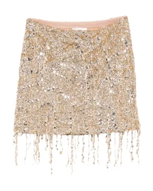 Elisabetta Franchi スパンコール付きフリンジ チュール ミニスカート - ゴールド - サムネイル1