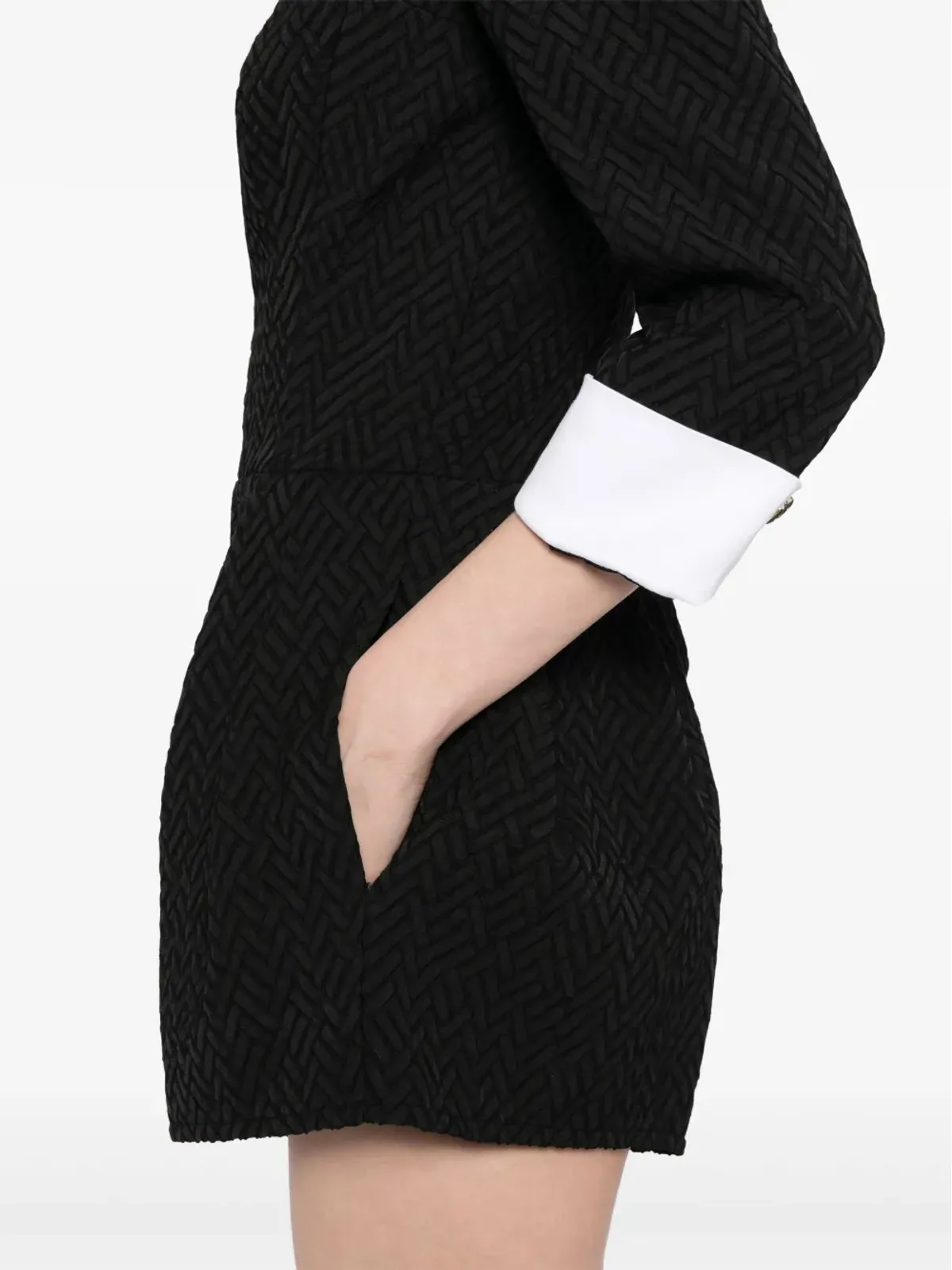 Elisabetta Franchi ヘリンボーンツイード プレイスーツ - ブラック - 画像5