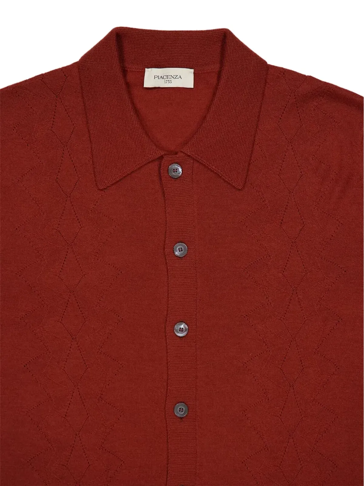 Piacenza Cashmere ボタンアップ ダイヤモンド柄 シャツ - レッド - 画像3