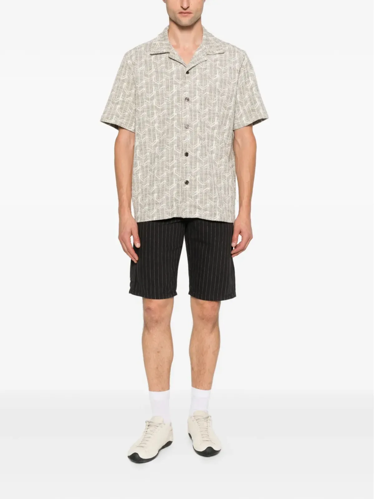 DICKIES Service Carpenter ピンストライプ コットン ショーツ - ブラック - 画像2