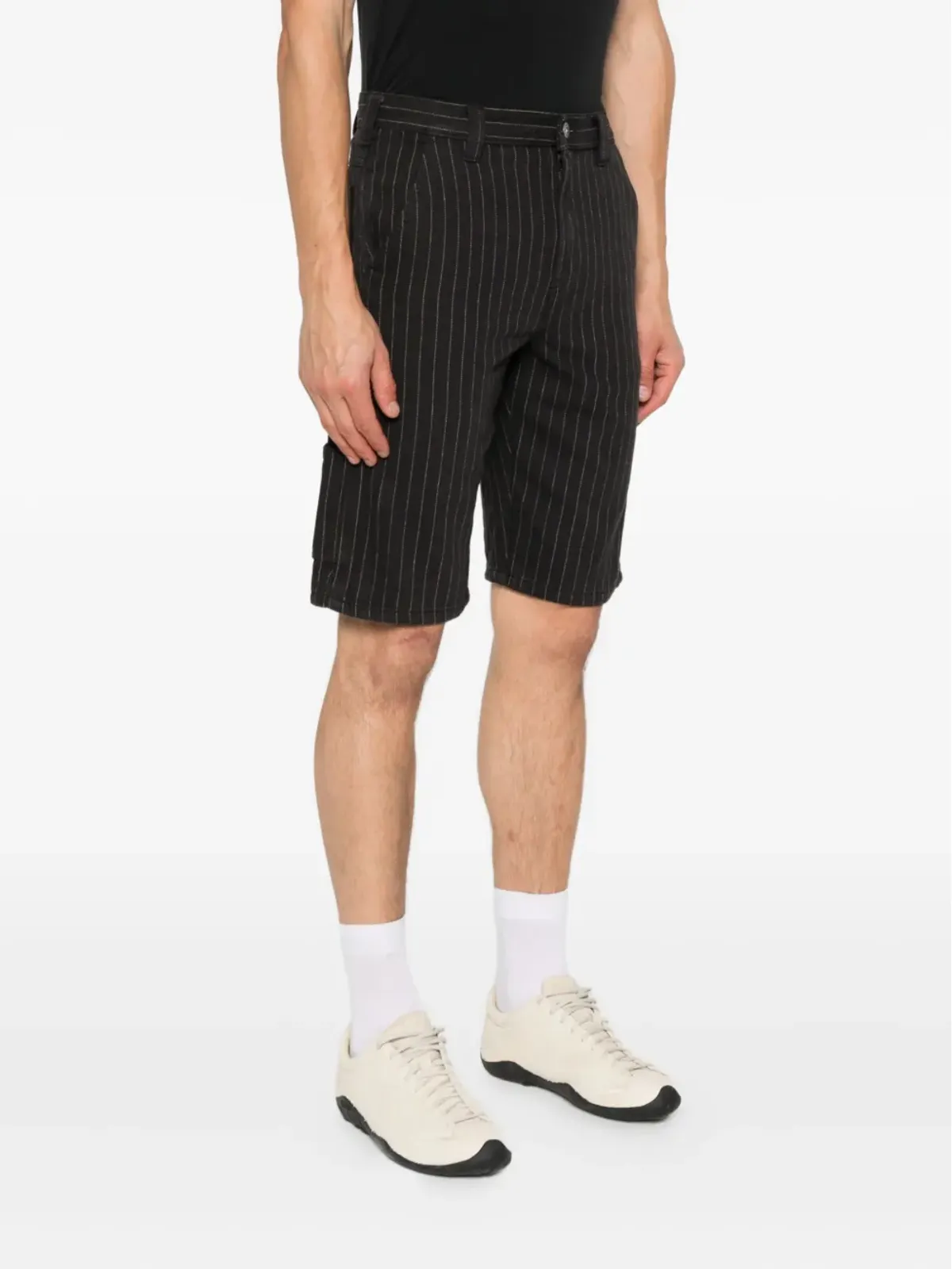DICKIES Service Carpenter ピンストライプ コットン ショーツ - ブラック - 画像3
