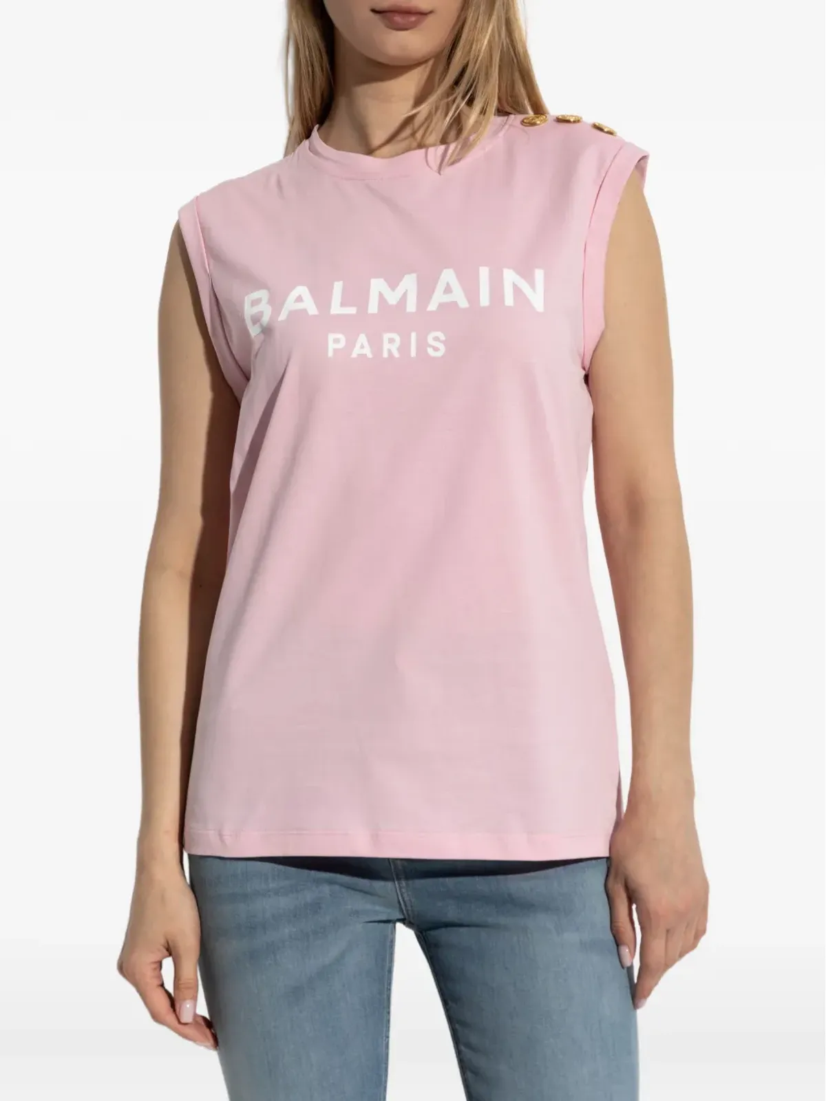 Balmain ロゴプリントタンクトップ ピンク - 画像3