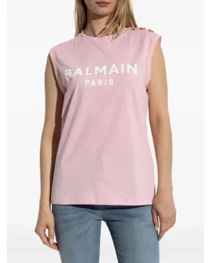 Balmain ロゴプリントタンクトップ ピンク - サムネイル3