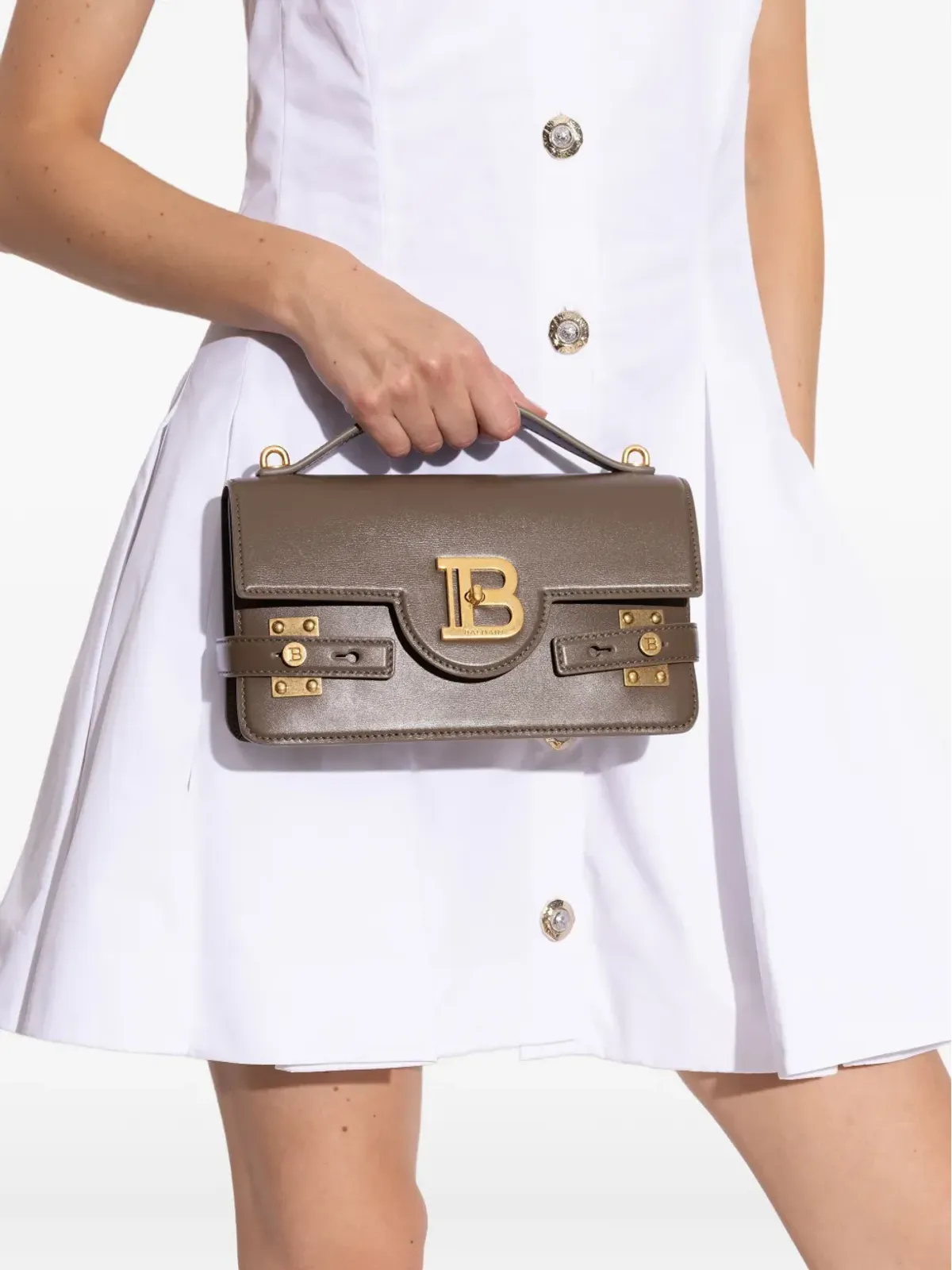 Balmain ロゴプレート レザー ショルダーバッグ - 画像2