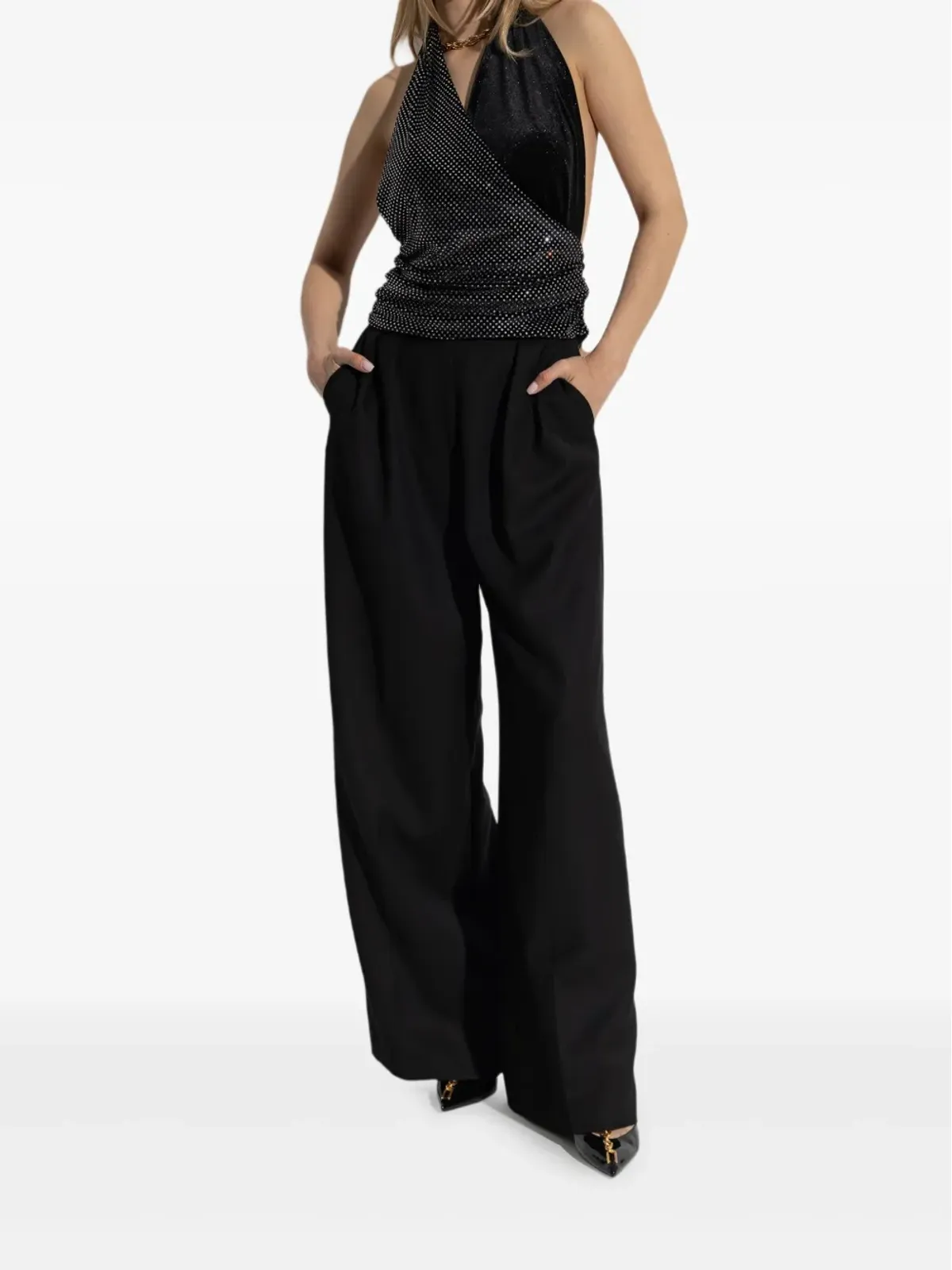 Balmain クリスタル付きホルターネックトップ - ブラック - 画像2