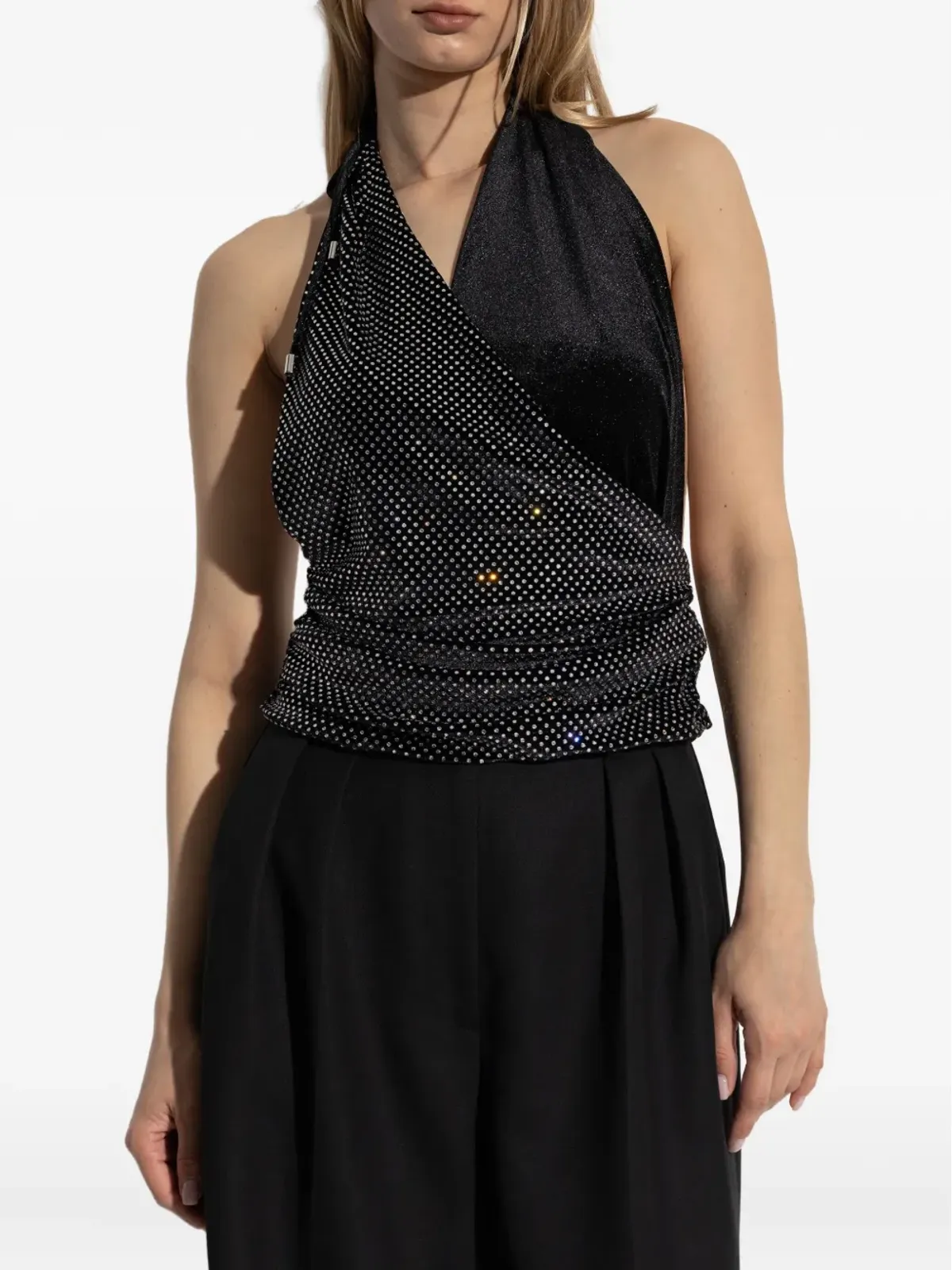 Balmain クリスタル付きホルターネックトップ - ブラック - 画像3