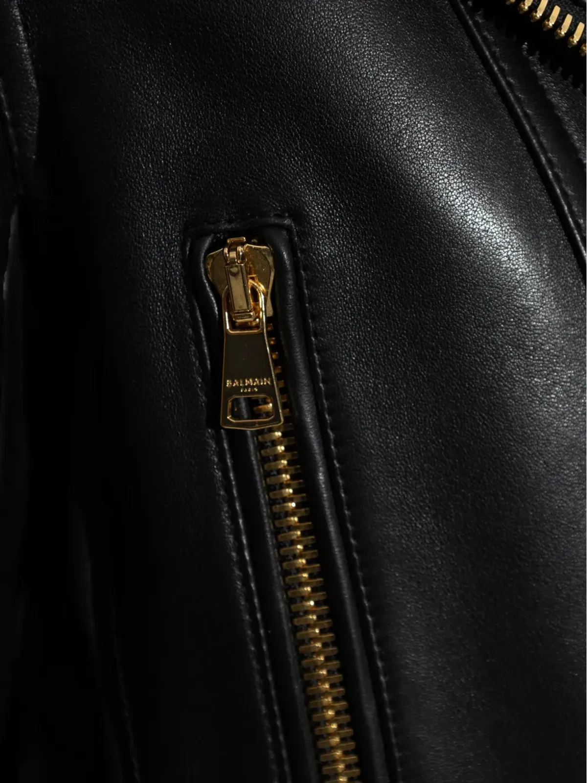 Balmain アシンメトリカルジップ レザー ジャケット ブラック - 画像5