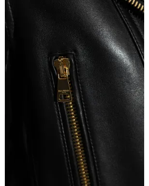 Balmain アシンメトリカルジップ レザー ジャケット ブラック - サムネイル5