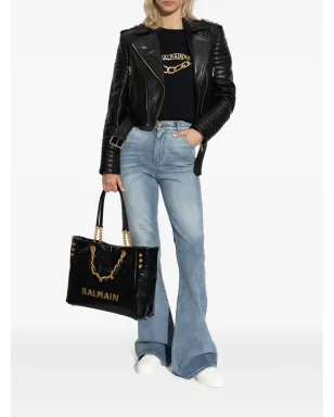 Balmain アシンメトリカルジップ レザー ジャケット ブラック - サムネイル2