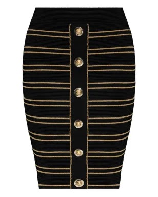 Balmain ストライプ柄ペンシルスカート - ブラック - サムネイル1